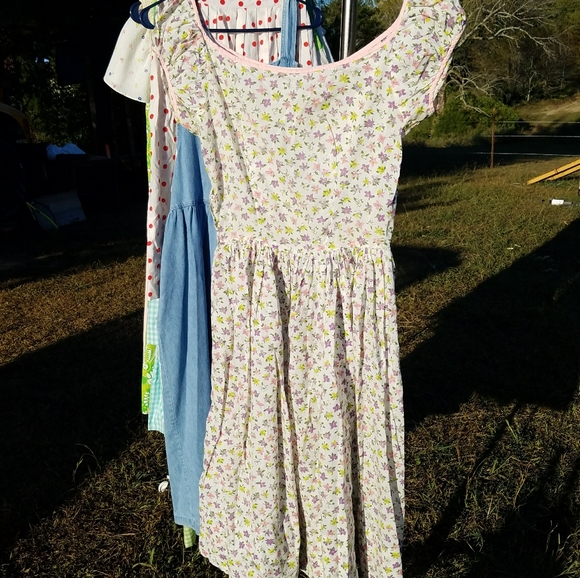 VTG Handmade Floral Poof Sleeve Dress XS S 4 - Picture 6 of 11